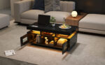 100×50×43cm Black High-Gloss Coffee Table, with App-Controllable LED Lights, Living Room Table - Image 19