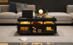 100×50×43cm Black High-Gloss Coffee Table, with App-Controllable LED Lights, Living Room Table - Image 20