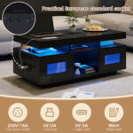 100×50×43cm Black High-Gloss Coffee Table, with App-Controllable LED Lights, Living Room Table - Image 22