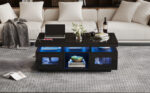 100×50×43cm Black High-Gloss Coffee Table, with App-Controllable LED Lights, Living Room Table - Image 26