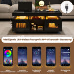 100×50×43cm Black High-Gloss Coffee Table, with App-Controllable LED Lights, Living Room Table - Image 32