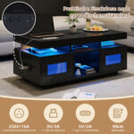 100×50×43cm Black High-Gloss Coffee Table, with App-Controllable LED Lights, Living Room Table - Image 33