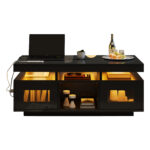 100×50×43cm Black High-Gloss Coffee Table, with App-Controllable LED Lights, Living Room Table - Image 35