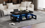 100×50×43cm Black High-Gloss Coffee Table, with App-Controllable LED Lights, Living Room Table - Image 36