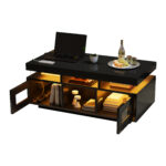 100×50×43cm Black High-Gloss Coffee Table, with App-Controllable LED Lights, Living Room Table - Image 40