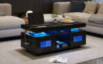 100×50×43cm Black High-Gloss Coffee Table, with App-Controllable LED Lights, Living Room Table - Image 46
