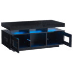 100×50×43cm Black High-Gloss Coffee Table, with App-Controllable LED Lights, Living Room Table - Image 5