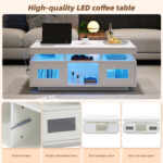 100×50×43cm White High-Gloss Coffee Table, with App-Controllable LED Lights, Living Room Table - Image 15