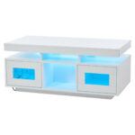 100×50×43cm White High-Gloss Coffee Table, with App-Controllable LED Lights, Living Room Table - Image 18