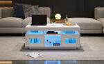 100×50×43cm White High-Gloss Coffee Table, with App-Controllable LED Lights, Living Room Table - Image 19