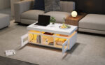 100×50×43cm White High-Gloss Coffee Table, with App-Controllable LED Lights, Living Room Table - Image 21