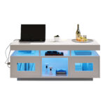 100×50×43cm White High-Gloss Coffee Table, with App-Controllable LED Lights, Living Room Table - Image 24