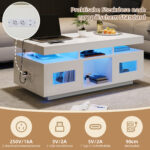100×50×43cm White High-Gloss Coffee Table, with App-Controllable LED Lights, Living Room Table - Image 25