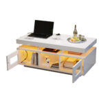 100×50×43cm White High-Gloss Coffee Table, with App-Controllable LED Lights, Living Room Table - Image 26