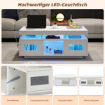 100×50×43cm White High-Gloss Coffee Table, with App-Controllable LED Lights, Living Room Table - Image 27