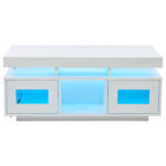 100×50×43cm White High-Gloss Coffee Table, with App-Controllable LED Lights, Living Room Table - Image 37