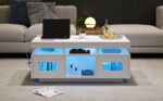 100×50×43cm White High-Gloss Coffee Table, with App-Controllable LED Lights, Living Room Table - Image 38