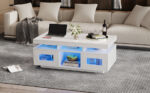 100×50×43cm White High-Gloss Coffee Table, with App-Controllable LED Lights, Living Room Table - Image 39