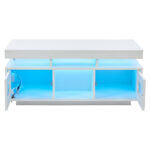 100×50×43cm White High-Gloss Coffee Table, with App-Controllable LED Lights, Living Room Table - Image 42