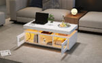 100×50×43cm White High-Gloss Coffee Table, with App-Controllable LED Lights, Living Room Table - Image 45