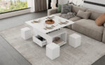 Height-Adjustable Coffee Table, Movable Sofa Table, 4-in-1 Multi-Functional Coffee Table Convertible into Work Table - Image 3