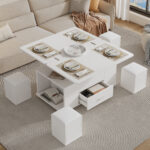 Height-Adjustable Coffee Table, Movable Sofa Table, 4-in-1 Multi-Functional Coffee Table Convertible into Work Table - Image 44