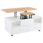 Height-Adjustable Coffee Table with Folding Function and 4 Drawers, 100 x 50 x 47.5 cm, One Large and One Small Drawer - Image 13