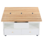 Height-Adjustable Coffee Table with Folding Function and 4 Drawers, 100 x 50 x 47.5 cm, One Large and One Small Drawer - Image 14