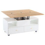 Height-Adjustable Coffee Table with Folding Function and 4 Drawers, 100 x 50 x 47.5 cm, One Large and One Small Drawer - Image 18