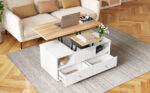 Height-Adjustable Coffee Table with Folding Function and 4 Drawers, 100 x 50 x 47.5 cm, One Large and One Small Drawer - Image 3