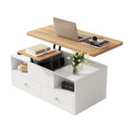 Height-Adjustable Coffee Table with Folding Function and 4 Drawers, 100 x 50 x 47.5 cm, One Large and One Small Drawer - Image 27