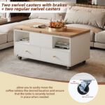 Height-Adjustable Coffee Table with Folding Function and 4 Drawers, 100 x 50 x 47.5 cm, One Large and One Small Drawer - Image 29