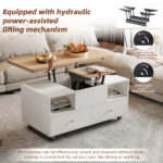 Height-Adjustable Coffee Table with Folding Function and 4 Drawers, 100 x 50 x 47.5 cm, One Large and One Small Drawer - Image 31