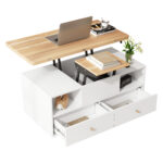 Height-Adjustable Coffee Table with Folding Function and 4 Drawers, 100 x 50 x 47.5 cm, One Large and One Small Drawer - Image 32