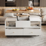 Height-Adjustable Coffee Table with Folding Function and 4 Drawers, 100 x 50 x 47.5 cm, One Large and One Small Drawer - Image 34