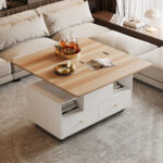 Height-Adjustable Coffee Table with Folding Function and 4 Drawers, 100 x 50 x 47.5 cm, One Large and One Small Drawer - Image 35