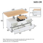 Height-Adjustable Coffee Table with Folding Function and 4 Drawers, 100 x 50 x 47.5 cm, One Large and One Small Drawer - Image 36