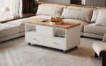 Height-Adjustable Coffee Table with Folding Function and 4 Drawers, 100 x 50 x 47.5 cm, One Large and One Small Drawer - Image 5