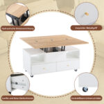 Height-Adjustable Coffee Table with Folding Function and 4 Drawers, 100 x 50 x 47.5 cm, One Large and One Small Drawer - Image 39