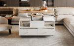 Height-Adjustable Coffee Table with Folding Function and 4 Drawers, 100 x 50 x 47.5 cm, One Large and One Small Drawer - Image 43