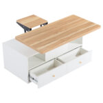 Height-Adjustable Coffee Table with Folding Function and 4 Drawers, 100 x 50 x 47.5 cm, One Large and One Small Drawer - Image 48