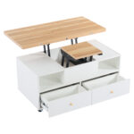 Height-Adjustable Coffee Table with Folding Function and 4 Drawers, 100 x 50 x 47.5 cm, One Large and One Small Drawer - Image 49
