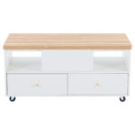 Height-Adjustable Coffee Table with Folding Function and 4 Drawers, 100 x 50 x 47.5 cm, One Large and One Small Drawer - Image 52