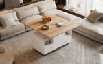 Height-Adjustable Coffee Table with Folding Function and 4 Drawers, 100 x 50 x 47.5 cm, One Large and One Small Drawer - Image 53