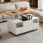 Height-Adjustable Coffee Table with Folding Function and 4 Drawers, 100 x 50 x 47.5 cm, One Large and One Small Drawer - Image 55