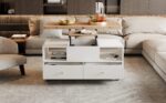 Height-Adjustable Coffee Table with Folding Function and 4 Drawers, 100 x 50 x 47.5 cm, One Large and One Small Drawer - Image 7