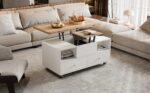 Height-Adjustable Coffee Table with Folding Function and 4 Drawers, 100 x 50 x 47.5 cm, One Large and One Small Drawer - Image 8