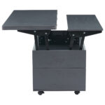 100*98*65cm Height-Adjustable Coffee Table with Hidden Storage and Shelf, Living Room Table - Image 10