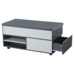 100*98*65cm Height-Adjustable Coffee Table with Hidden Storage and Shelf, Living Room Table - Image 12