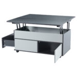 100*98*65cm Height-Adjustable Coffee Table with Hidden Storage and Shelf, Living Room Table - Image 13